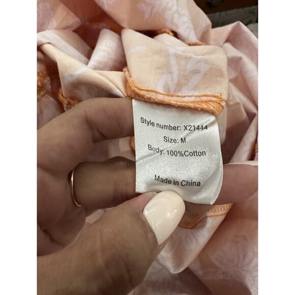 XiRENA Larkyn Cotton Maxi Dress Plunge V-Neck Puff Sleeve Size Medium Orange - Picture 10 of 11